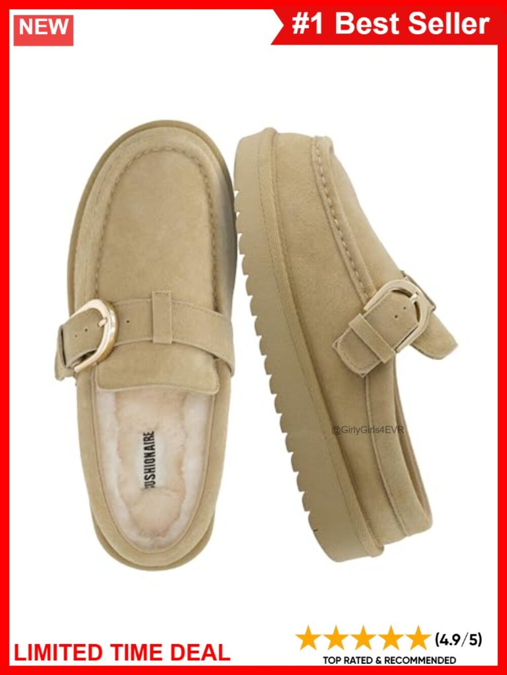 Genuine Suede Mule Clogs Slip-On Moc Toe Loafer Faux Fur Cushioned